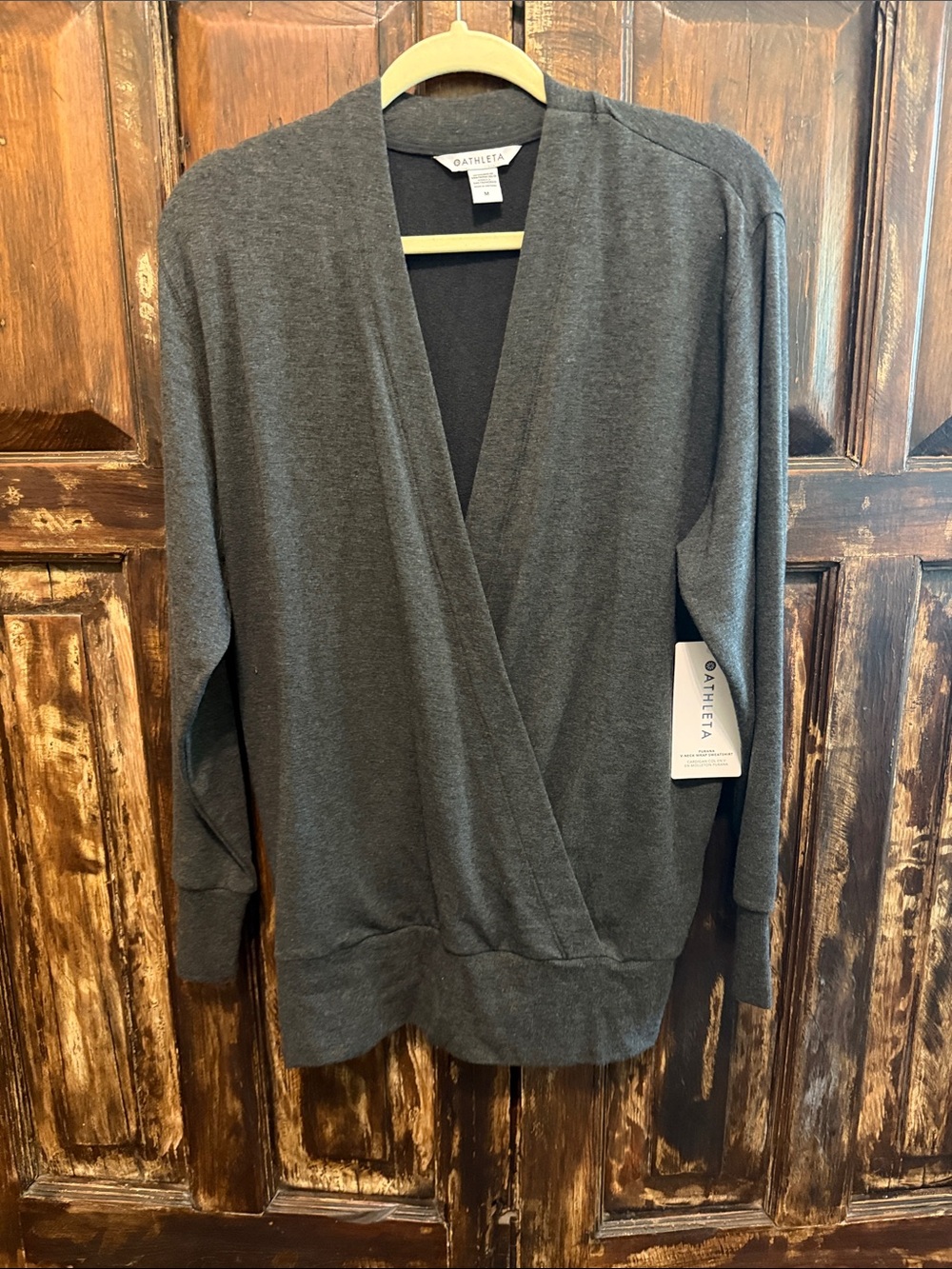 Athleta Purana V-neck Wrap Sweatshirt M NWT